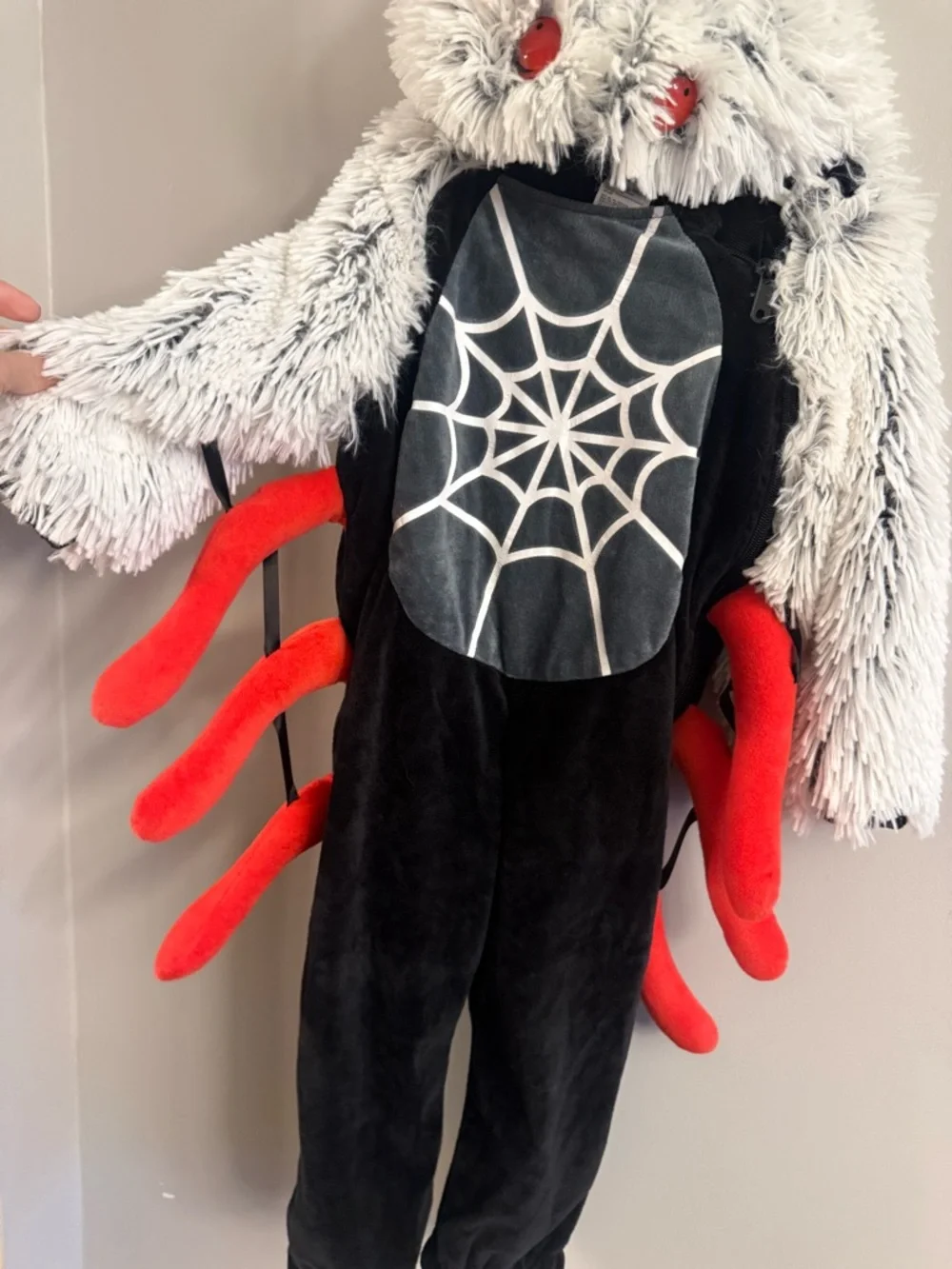 Toddler Spider Halloween Costume 18-24 Months Plush Hooded Red Legs Baby Costume - Picture 4 of 6